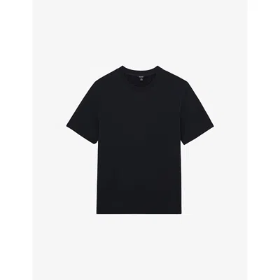 Reiss Mens Navy Jack Textured Stretch-woven T-shirt Xl In Black