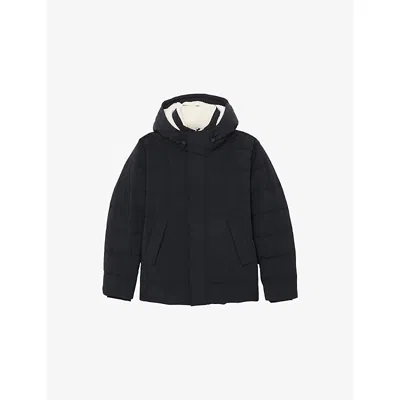 REISS MENS NAVY KLAUSE BORG-LINED QUILTED PUFFER JACKET