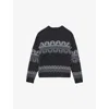 Reiss Mens Navy Lennox Fairisle Stretch Wool And Alpaca-blend Jumper In Blue