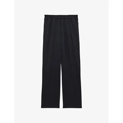 Reiss Mens Navy Marr Textured-wave Elasticated-waist Stretch-woven Trousers