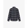 Reiss Mens Navy Multi Crosby Check Patch-pocket Woven Overshirt In Navy Multi