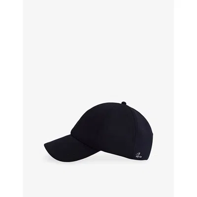Reiss Mens Navy Paco Brand-embroidered Stretch-woven Cap In Blue
