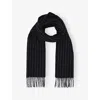 Reiss Mens  Pearson Pinstriped Wool And Cashmere Scarf In Black