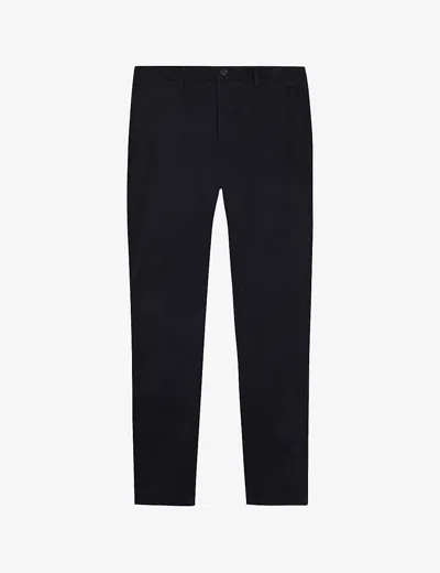 Reiss Mens Navy Pitch Slim-leg Washed-finish Stretch-cotton Chinos