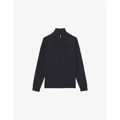 Reiss Mens Navy  X Atelier Royal Half-zip Cashmere Jumper In Blue