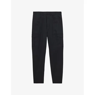 Reiss Mens Navy Robinson Regular-fit Patch-pocket Cotton Cargo Trousers In Black