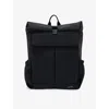 Reiss Mens Navy Roll-top Branded Woven Backpack In Blue
