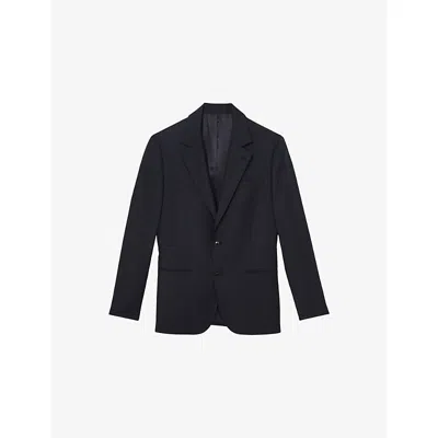 Reiss Mens Navy Seminar Single-breasted Woven Blazer