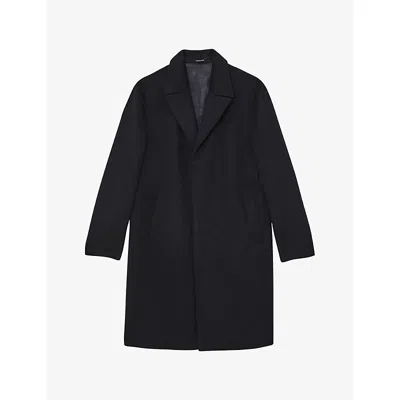 Reiss Mens  Squire Single-breasted Wool-blend Overcoat In Blue