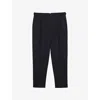 Reiss Mens Navy Strap Belted-waist Tapered-leg Stretch Wool-blend Trousers