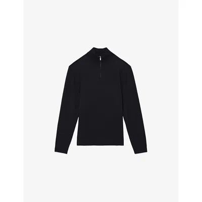 Reiss Mens  Swinley Half-zip Knitted Jumper In Navy