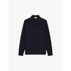 Reiss Womens Navy Trafford Polo-collar Slim-fit Merino-wool Jumper