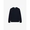 Reiss Mens Navy Wessex Crewneck Merino-wool Jumper