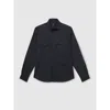 Reiss Mens Navy Whisper Long-sleeved Cotton Overshirt Xl