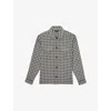 Reiss Mens Navy White Ribona Checked Woven Overshirt In Black