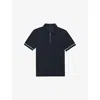 Reiss Mens Navy Zain Short-sleeved Stretch-woven Polo Shirt In Blue