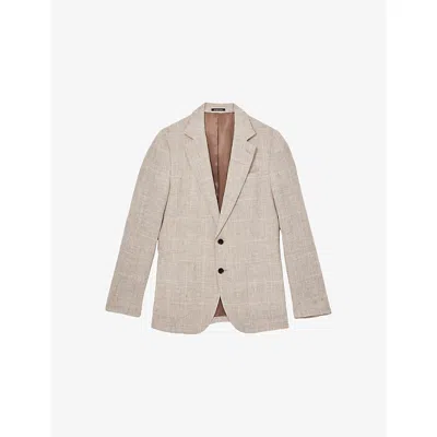 Reiss Mens Ashton Slim-fit Linen Blazer Oatmeal In Nude