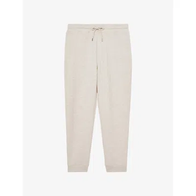 Reiss Mens Oatmeal Bell Drawstring-waist Stretch-jersey Jogging Bottoms In Neutral