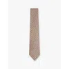 Reiss Oatmeal Silk Geometric Print Tie In Oatmeal