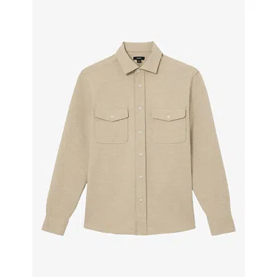 Reiss Mens Oatmeal Mcshane Patch-pocket Wool-blend Shirt In Neutral