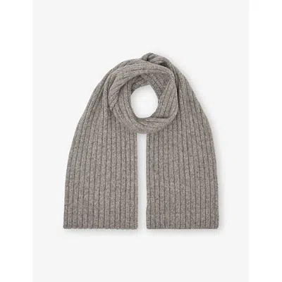 Reiss Mens  Ribbed Knitted Scarf In Brown