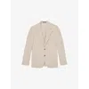 Reiss Mens Bay Notch-lapel Single-breasted Seersucker Stretch-cotton Blazer Oatmeal White In Neutral