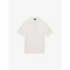 Reiss Mens Asher Half-button Short-sleeve Cotton And Silk-blend Polo Off White In White