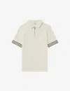 Reiss Bristol Nylon Stretch Textured Tipped Regular Fit Quarter Zip Polo Shirt In Off White