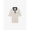 Reiss Mens Brinkley Knitted Cotton Polo Shirt Off White Navy In Off White Navy