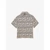 Reiss Mens Waver Wave-pattern Woven Shirt Off White Navy In Multi