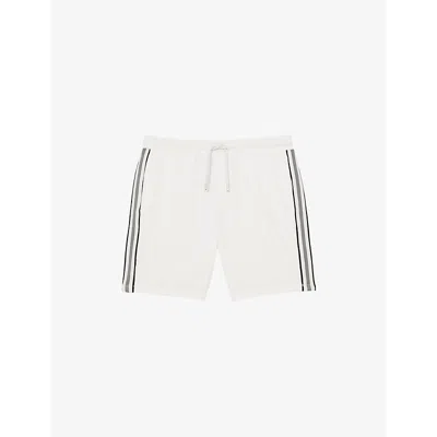Reiss Mens Phoenix Textured-tape Drawstring-waist Stretch-jersey Shorts Off White
