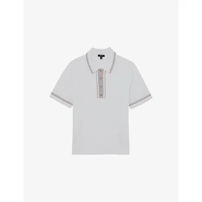 Reiss Mens Off White Rothwell Short-sleeved Knitted Polo Shirt Xl In Gray