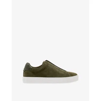 Reiss Mens Emil Suede Trainers Olive Green Eur 43 / 9 Uk