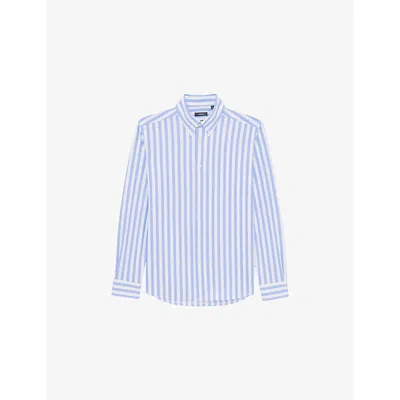 Reiss Mens Tobin Striped Jersey Shirt Pale Blue Stripe