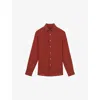 Reiss Mens Paprika Red Ruban Classic Collar Linen Shirt