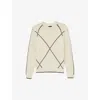 Reiss Mens  Parvey Embroidered Wool-blend Jumper In White/brown