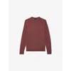 Reiss Cherry Pink Merino Wool Crew Neck Jumper In Burgundy