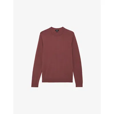 REISS MENS RASPBERRY PINK WESSEX CREWNECK WOOL JUMPER XS