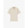 Reiss Mens Stone Albany Textured Half-zip Woven Polo Shirt