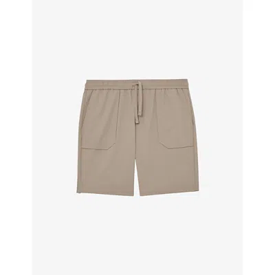 Reiss Mens  Ascend Drawstring-waist Stretch-woven Cargo Shorts In Brown