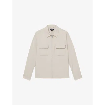 Reiss Mens Stone Ascend Patch-pocket Woven Overshirt
