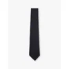 Reiss Mens Baratti Plain Silk And Wool-blend Tie Navy