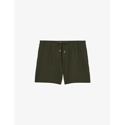 Reiss Mens Green Barber Drawstring-waist Regular-fit Stretch-jersey Shorts