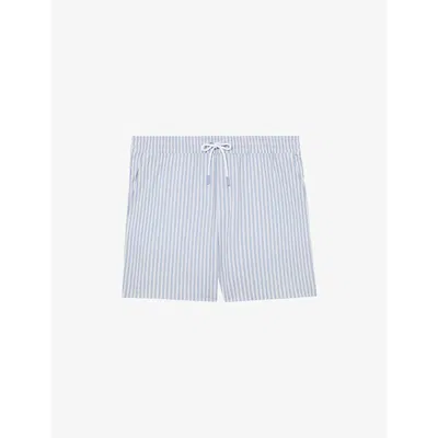 Reiss Mens Soft Blue White Bay Striped Swim Shorts