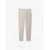 Reiss Mens Stone Belmont Slim-fit Straight-leg Stretch Wool-blend Trousers In White