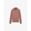 Reiss Mens  Blackhall Half-zip Funnel-neck Wool Knitted Jumper In Dusty Blush Pink