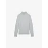 Reiss Mens  Blackhall Half-zip Funnel-neck Wool Knitted Jumper In Iced Blue