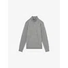 Reiss Mens  Blackhall Half-zip Funnel-neck Wool Knitted Jumper In Warm Grey Melange