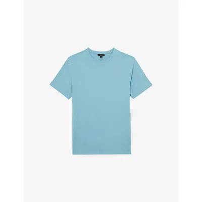 Reiss Mens Sea Blue Bless Crewneck Cotton-jersey T-shirt Xs