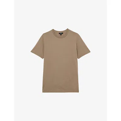 Reiss Mens Light Taupe Brown Bless Regular-fit Cotton-jersey T-shirt